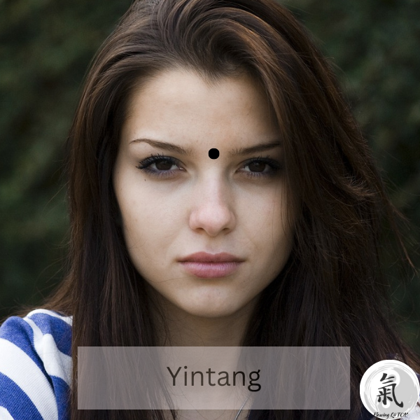 Yintang Acupuncture Point located between your eyebrows